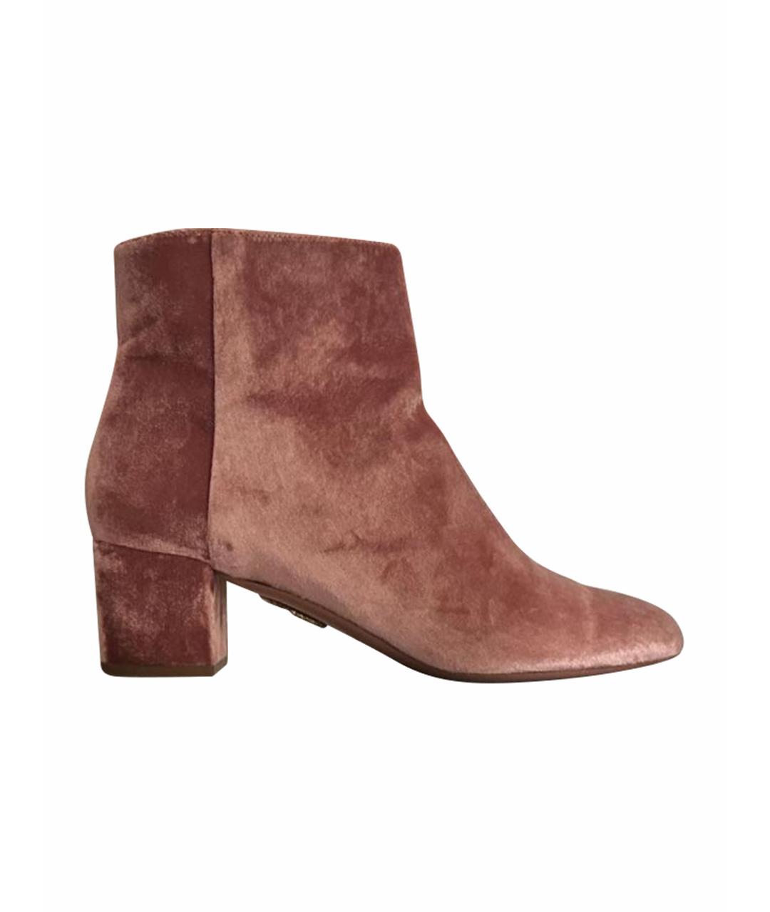 AQUAZZURA Розовые бархатные ботильоны, фото 1