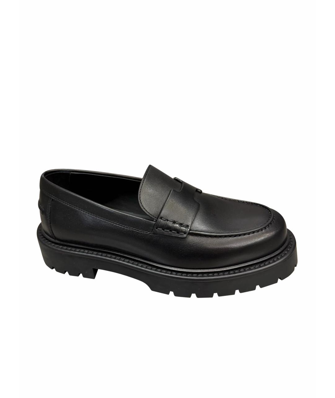 HERMES Черные кожаные лоферы, фото 1