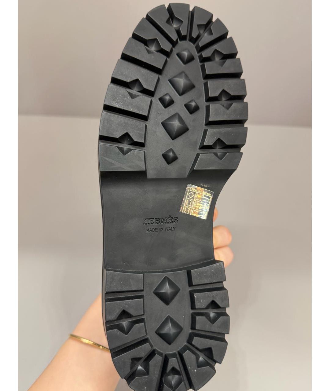 HERMES Черные кожаные лоферы, фото 4