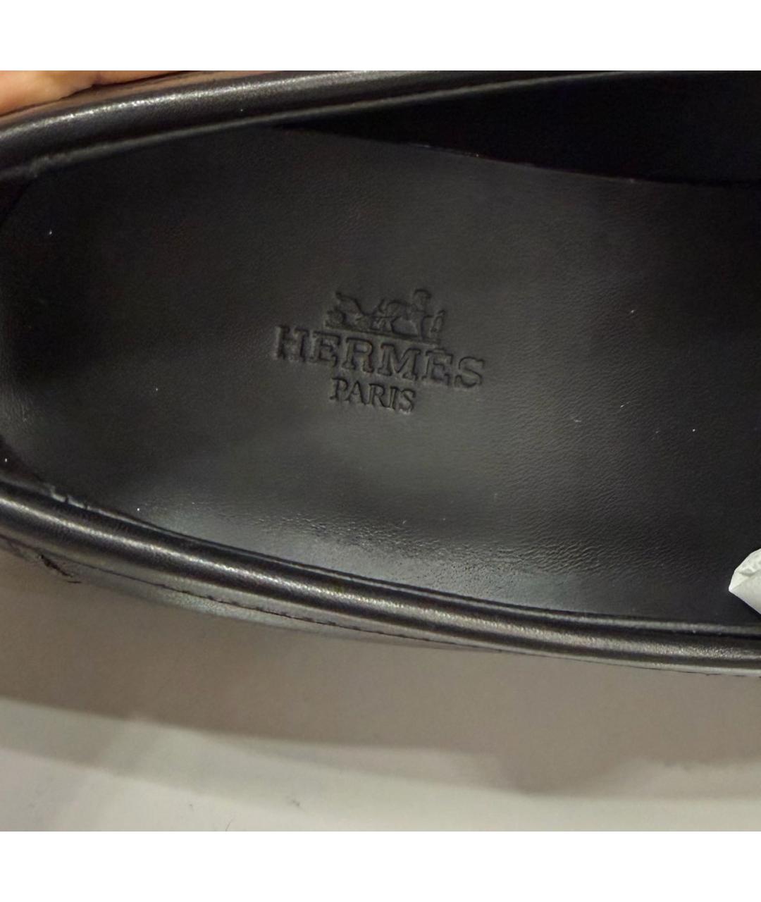 HERMES Черные кожаные лоферы, фото 6