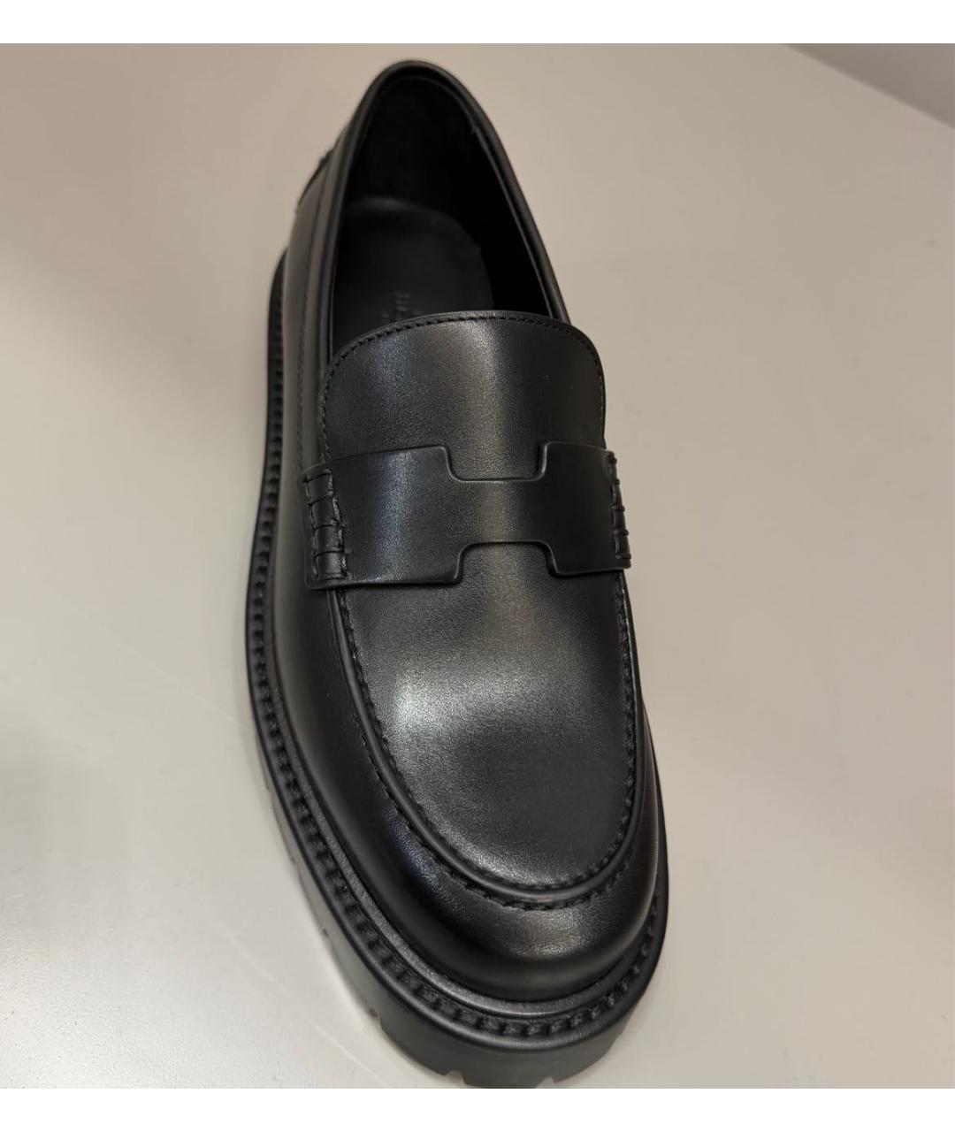 HERMES Черные кожаные лоферы, фото 2