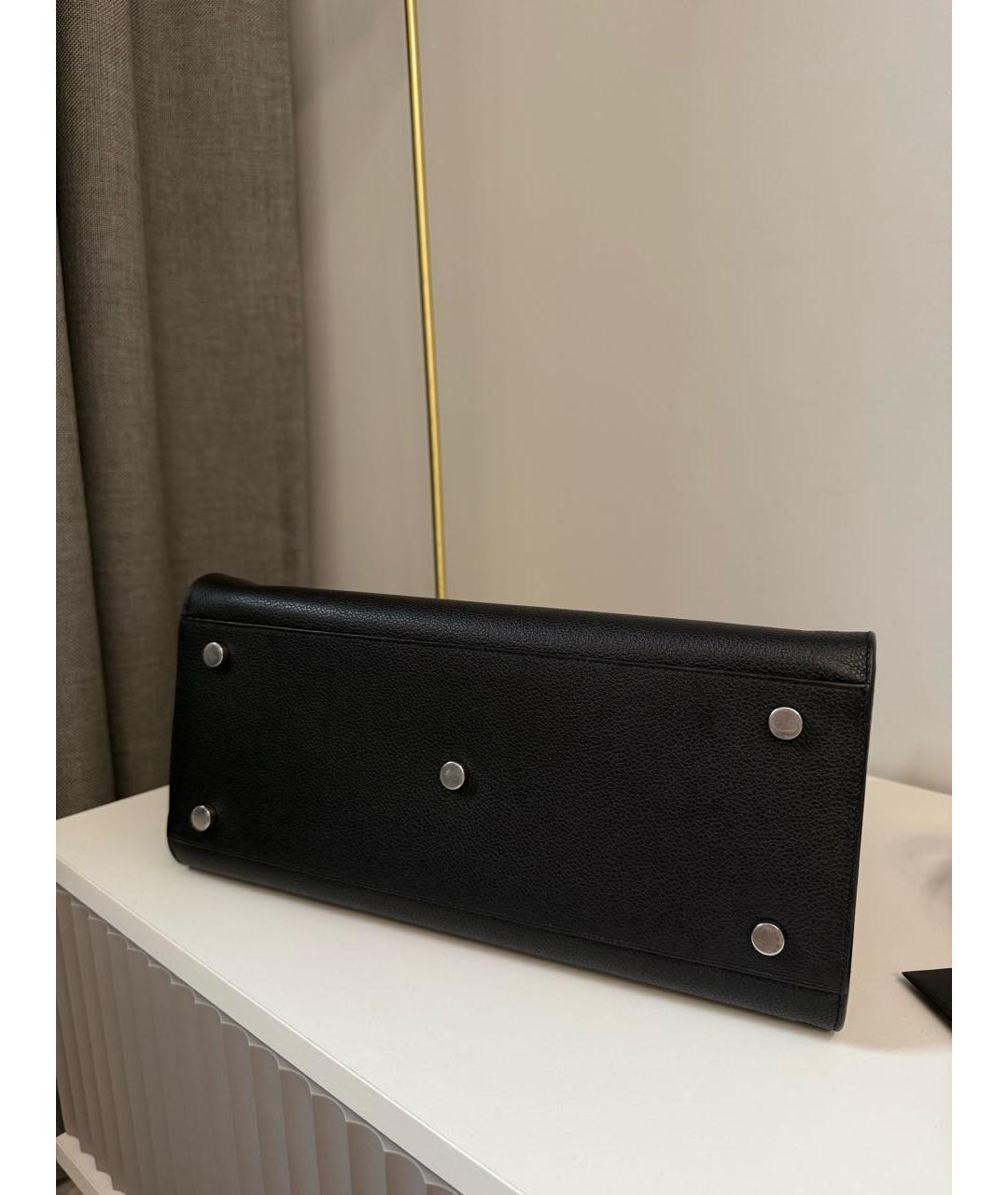 SAINT LAURENT Черная кожаная сумка тоут, фото 5