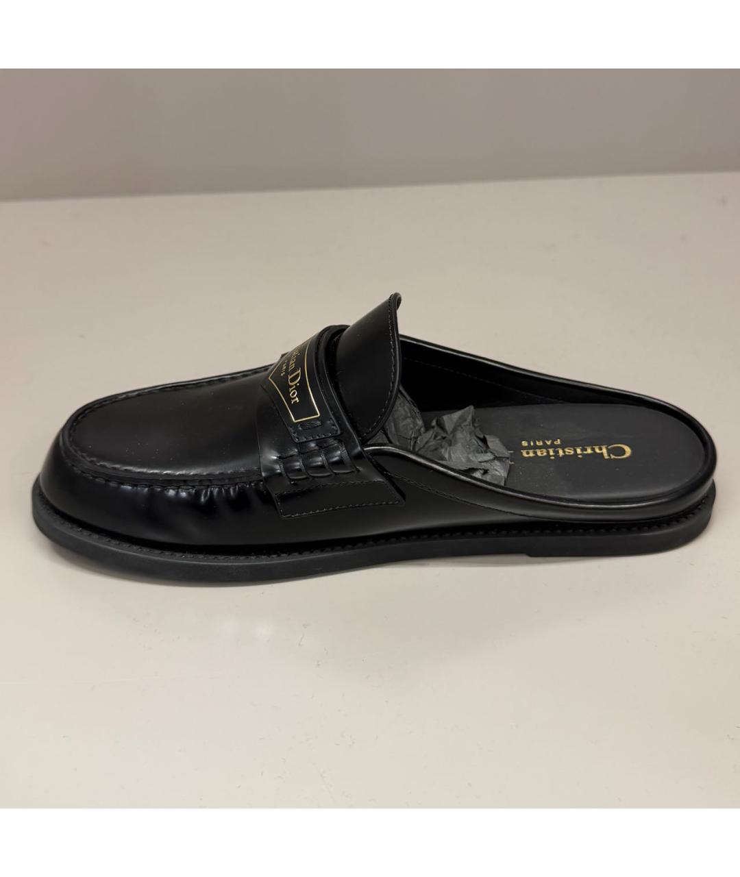 CHRISTIAN DIOR Черные кожаные мюли, фото 3