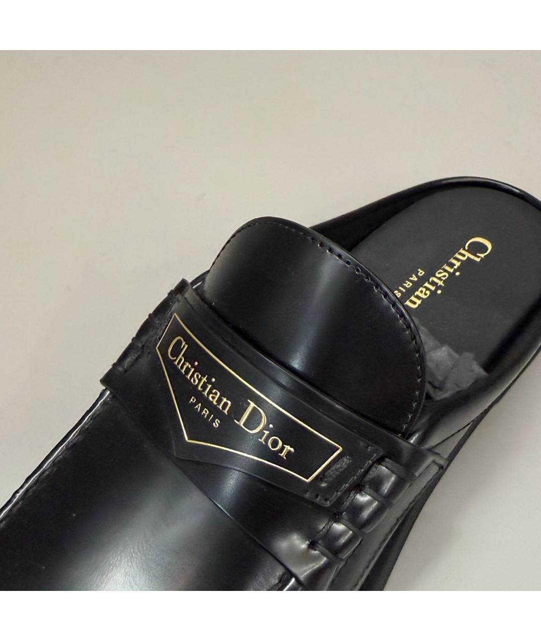 CHRISTIAN DIOR Черные кожаные мюли, фото 4
