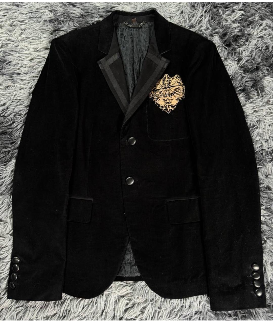 ROBERTO CAVALLI Черный хлопковый пиджак, фото 7