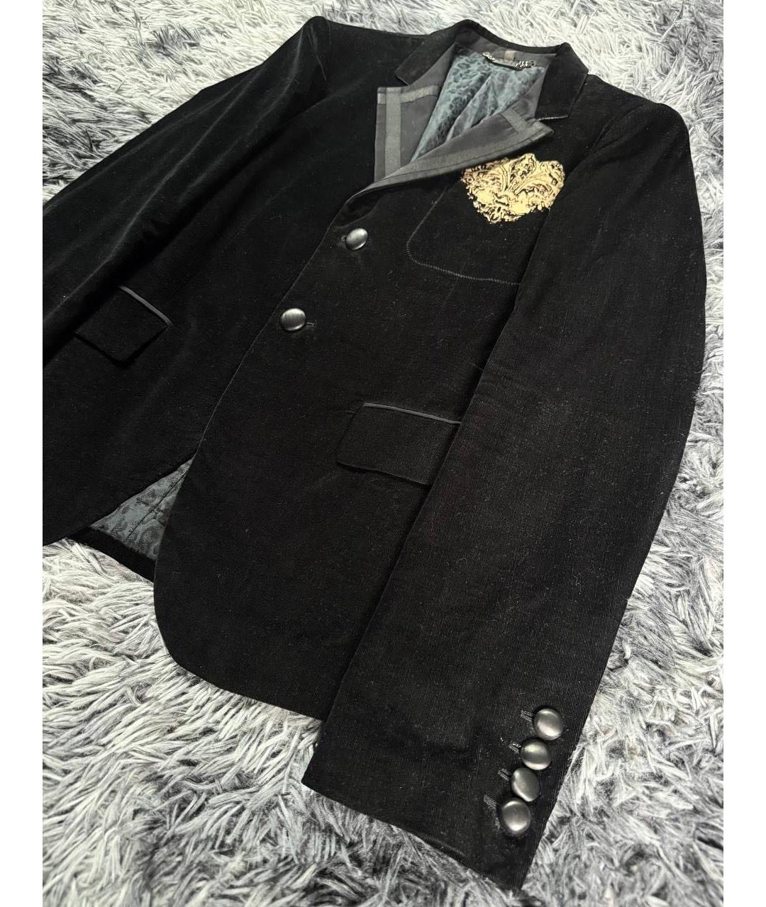 ROBERTO CAVALLI Черный хлопковый пиджак, фото 6