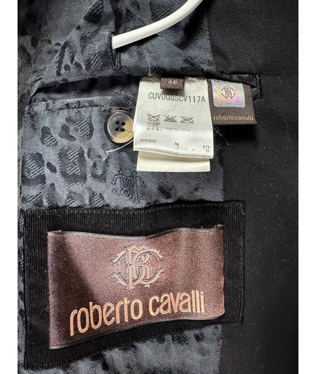 ROBERTO CAVALLI Черный хлопковый пиджак, фото 4