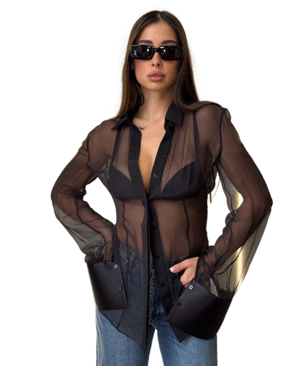 NENSI DOJAKA Черная шелковая блузы, фото 6