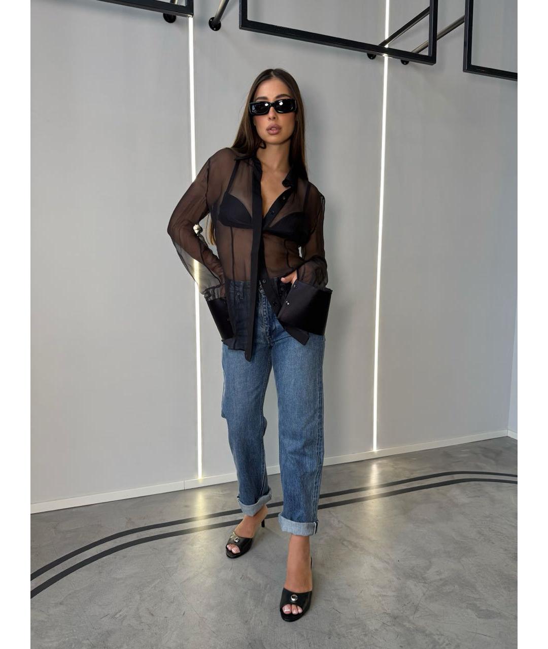 NENSI DOJAKA Черная шелковая блузы, фото 4