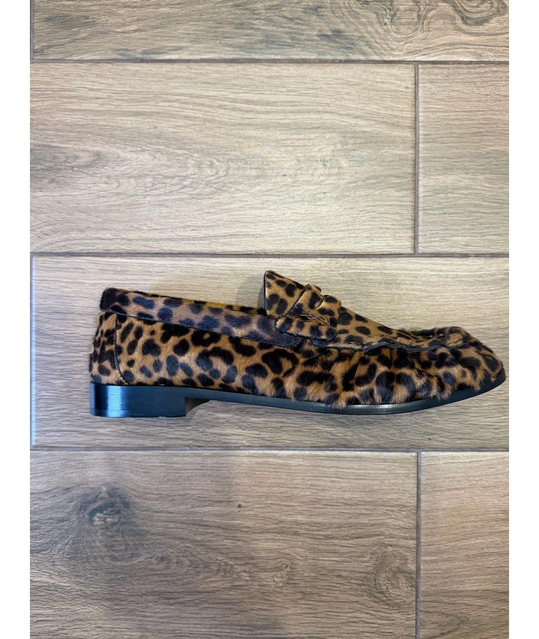 SAINT LAURENT Коричневые кожаные лоферы, фото 8