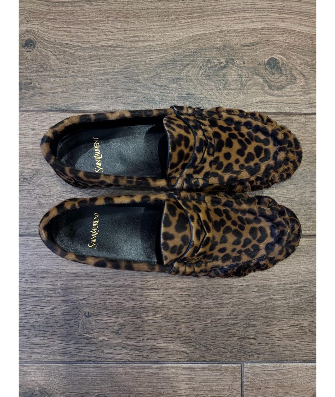 SAINT LAURENT Коричневые кожаные лоферы, фото 3