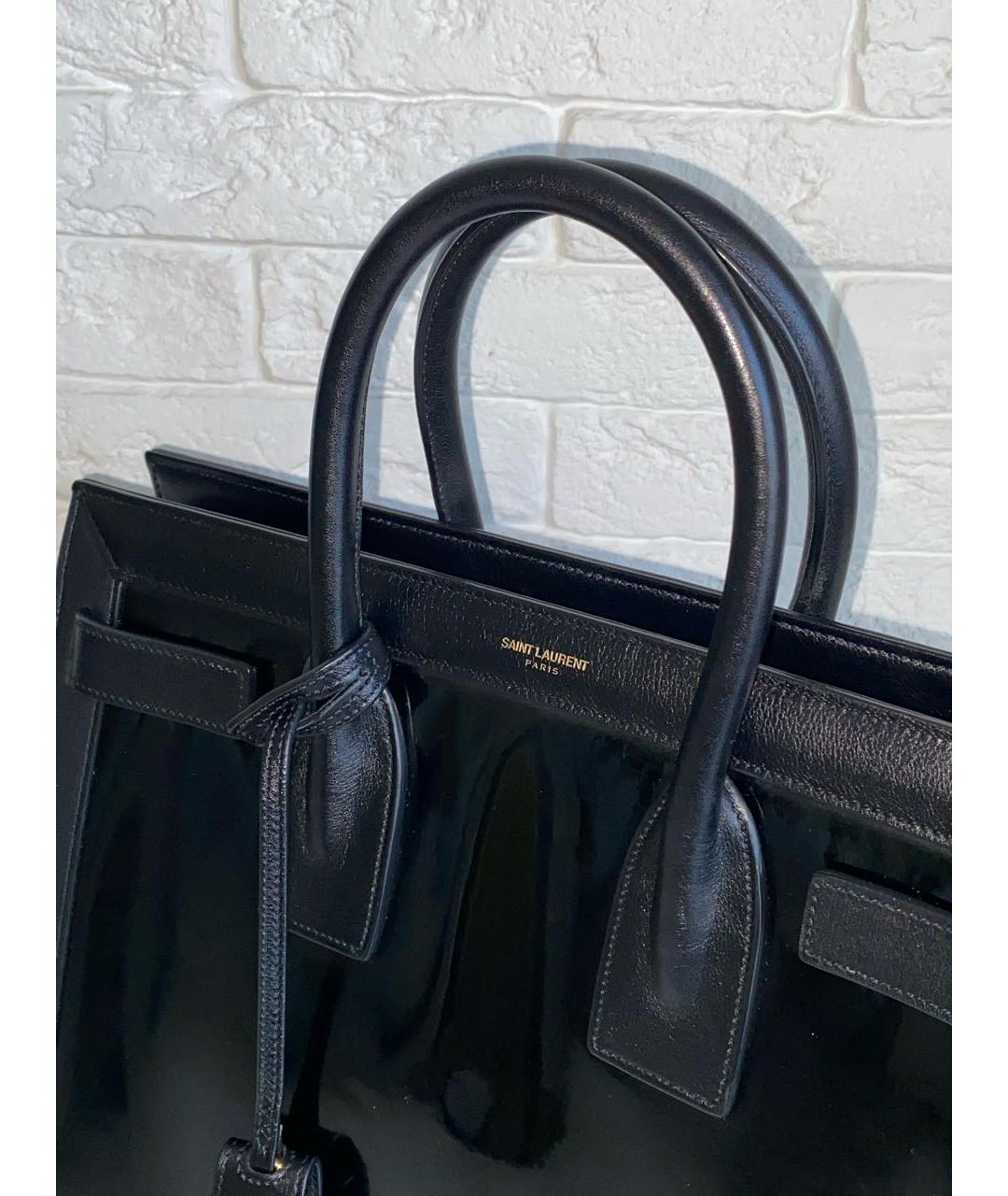 SAINT LAURENT Черная кожаная сумка с короткими ручками, фото 3