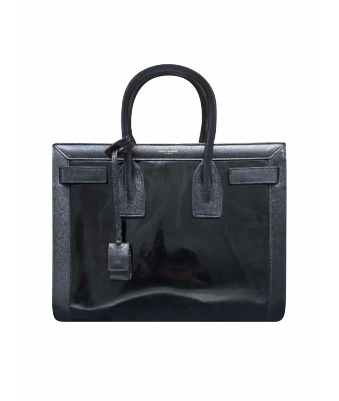 SAINT LAURENT Черная кожаная сумка с короткими ручками, фото 9