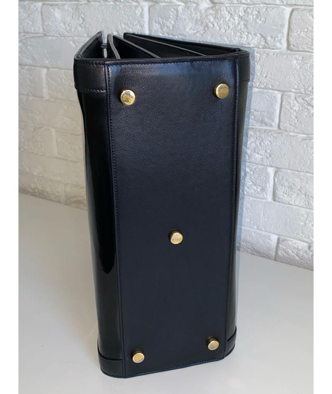 SAINT LAURENT Черная кожаная сумка с короткими ручками, фото 6