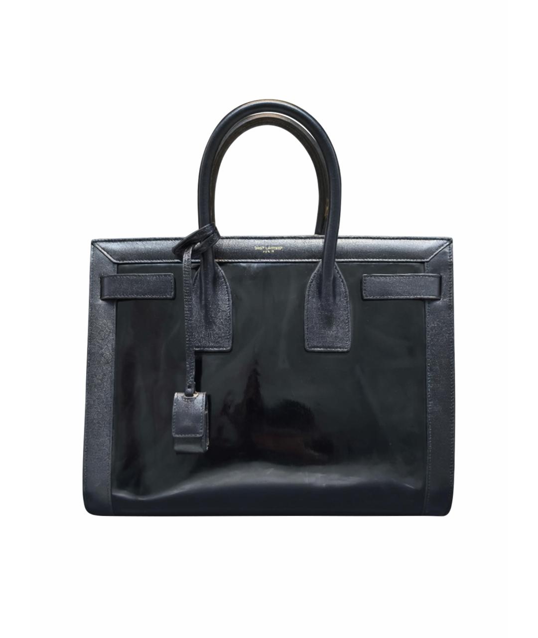 SAINT LAURENT Черная кожаная сумка с короткими ручками, фото 1