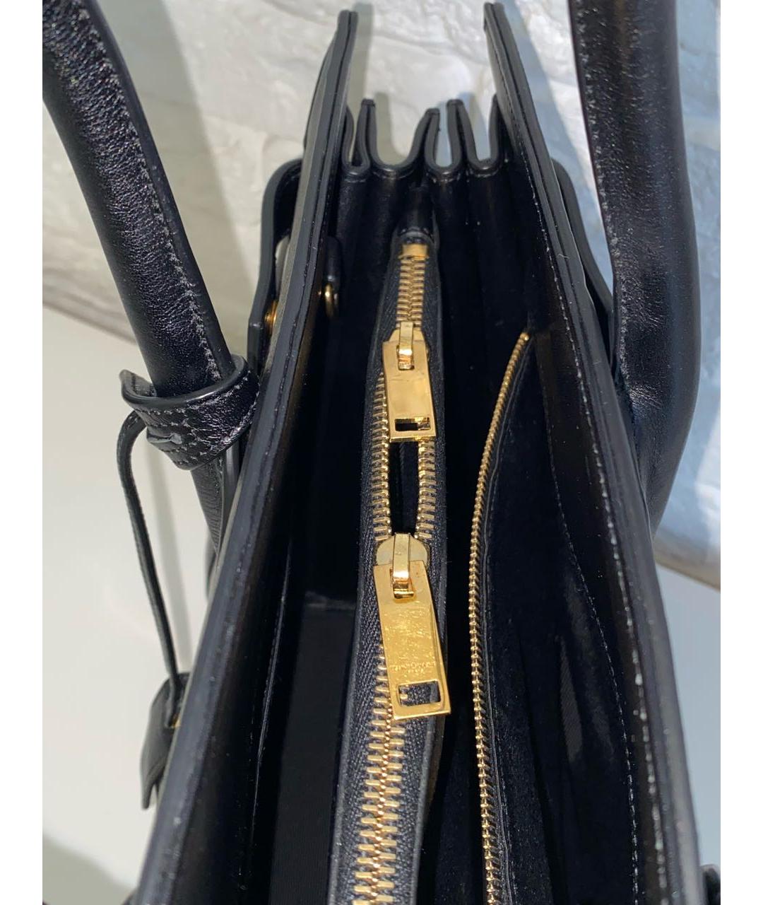 SAINT LAURENT Черная кожаная сумка с короткими ручками, фото 7