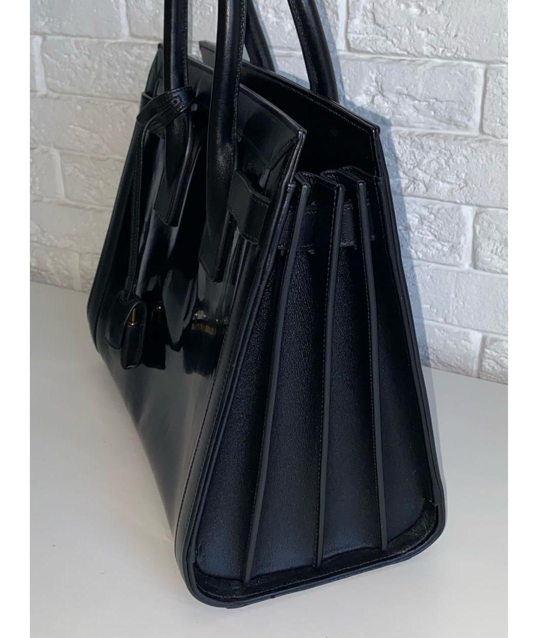 SAINT LAURENT Черная кожаная сумка с короткими ручками, фото 5