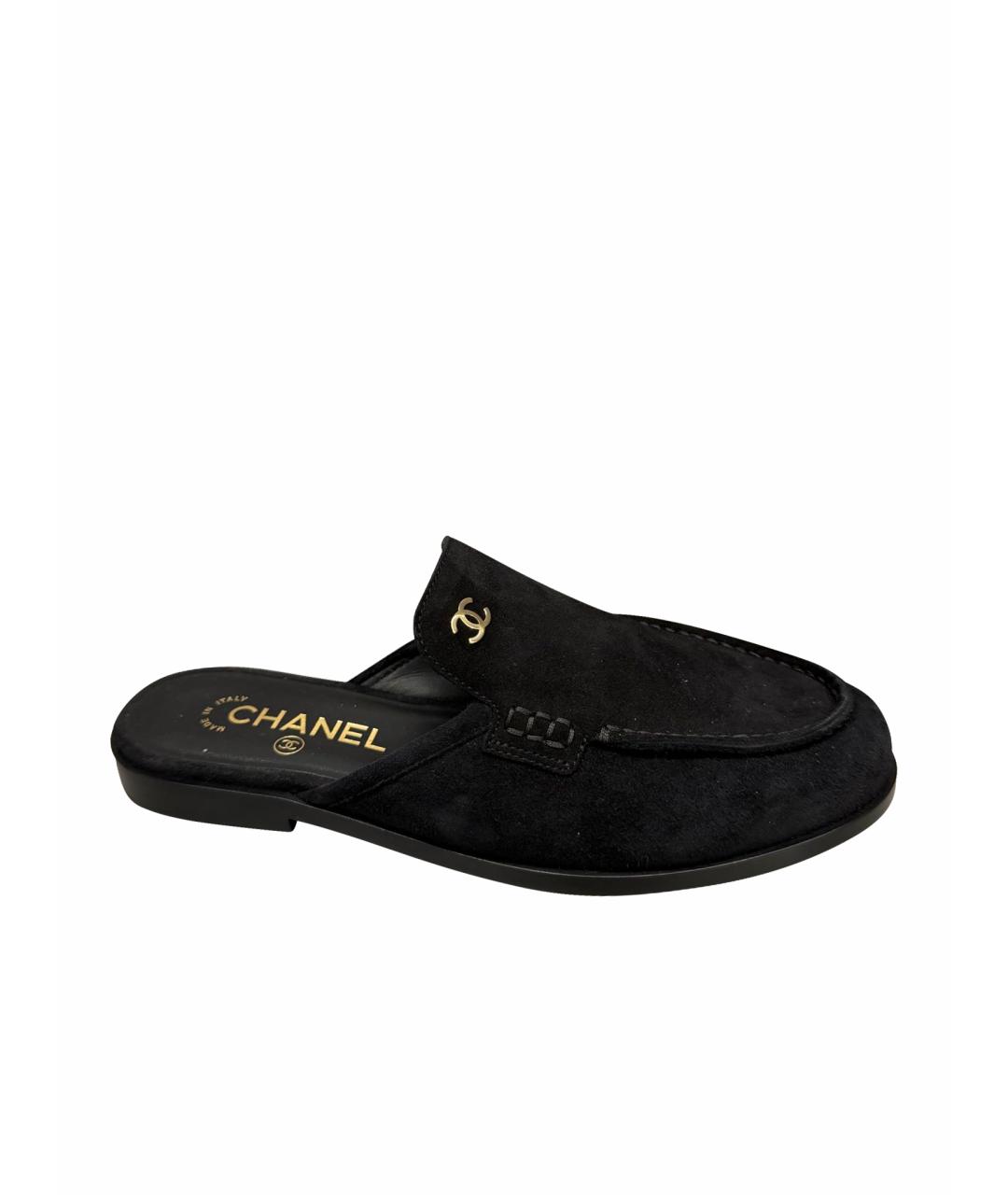 CHANEL Черные замшевые мюли, фото 1
