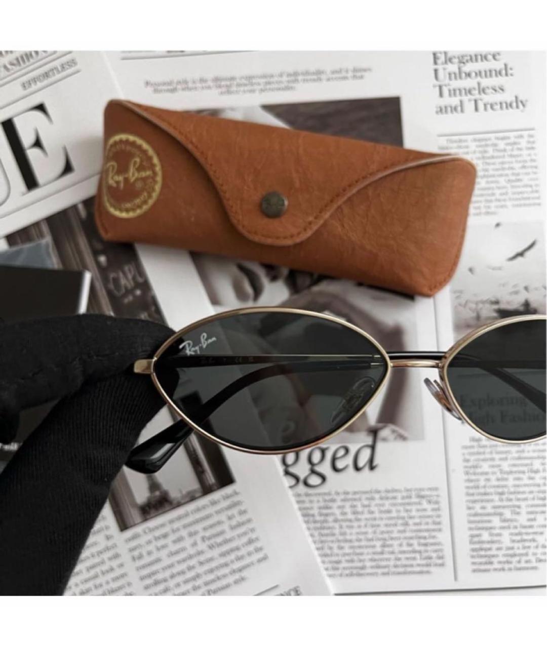 RAY BAN Черные металлические солнцезащитные очки, фото 4