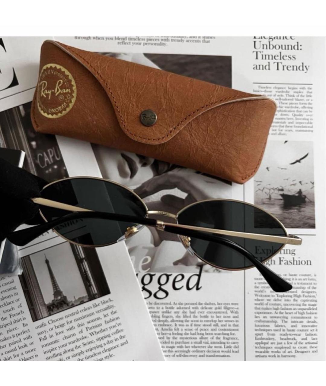 RAY BAN Черные металлические солнцезащитные очки, фото 6