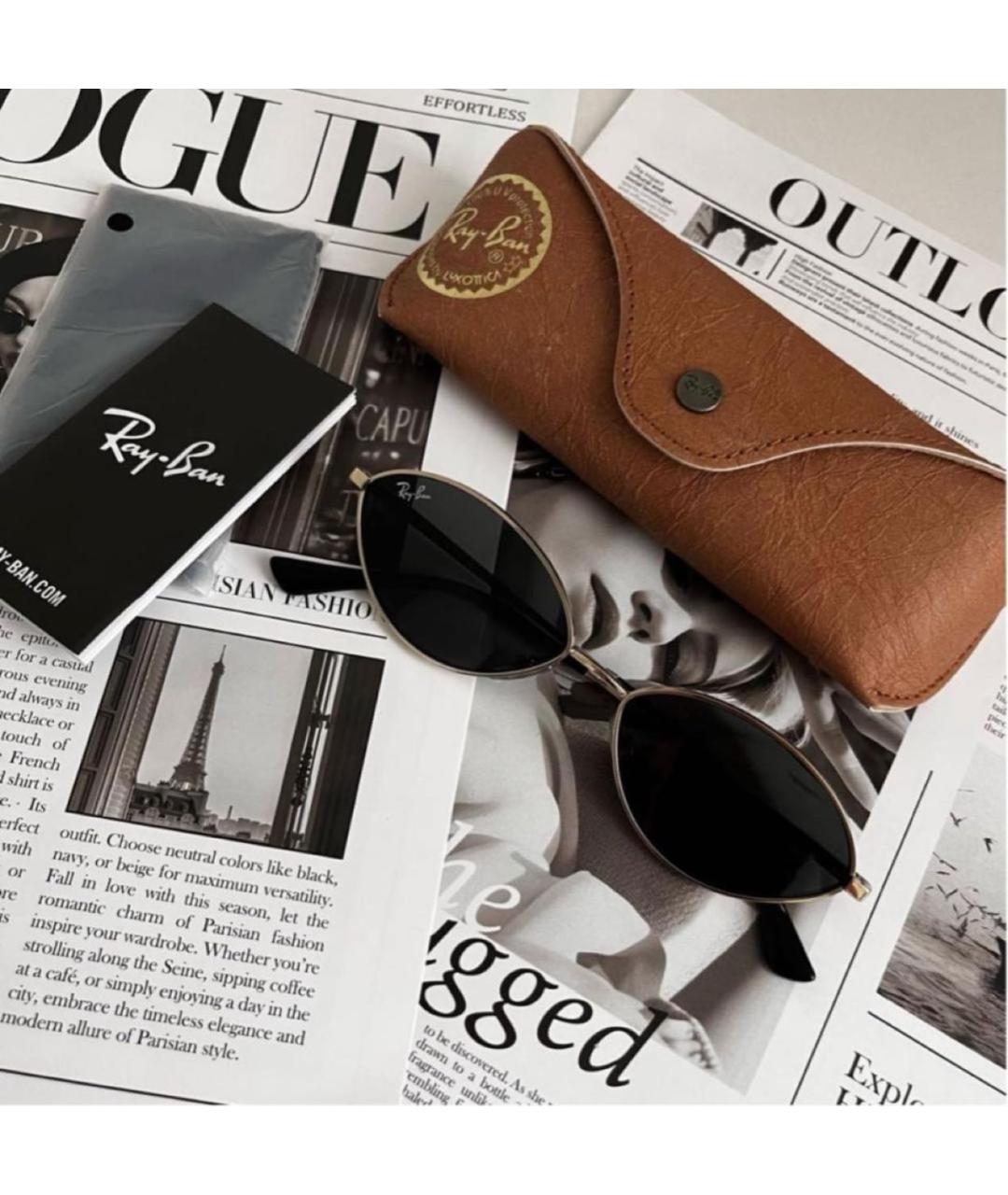 RAY BAN Черные металлические солнцезащитные очки, фото 2