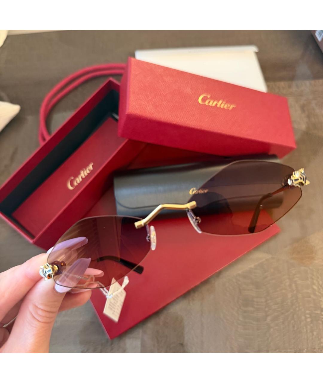 CARTIER Фиолетовые металлические солнцезащитные очки, фото 2