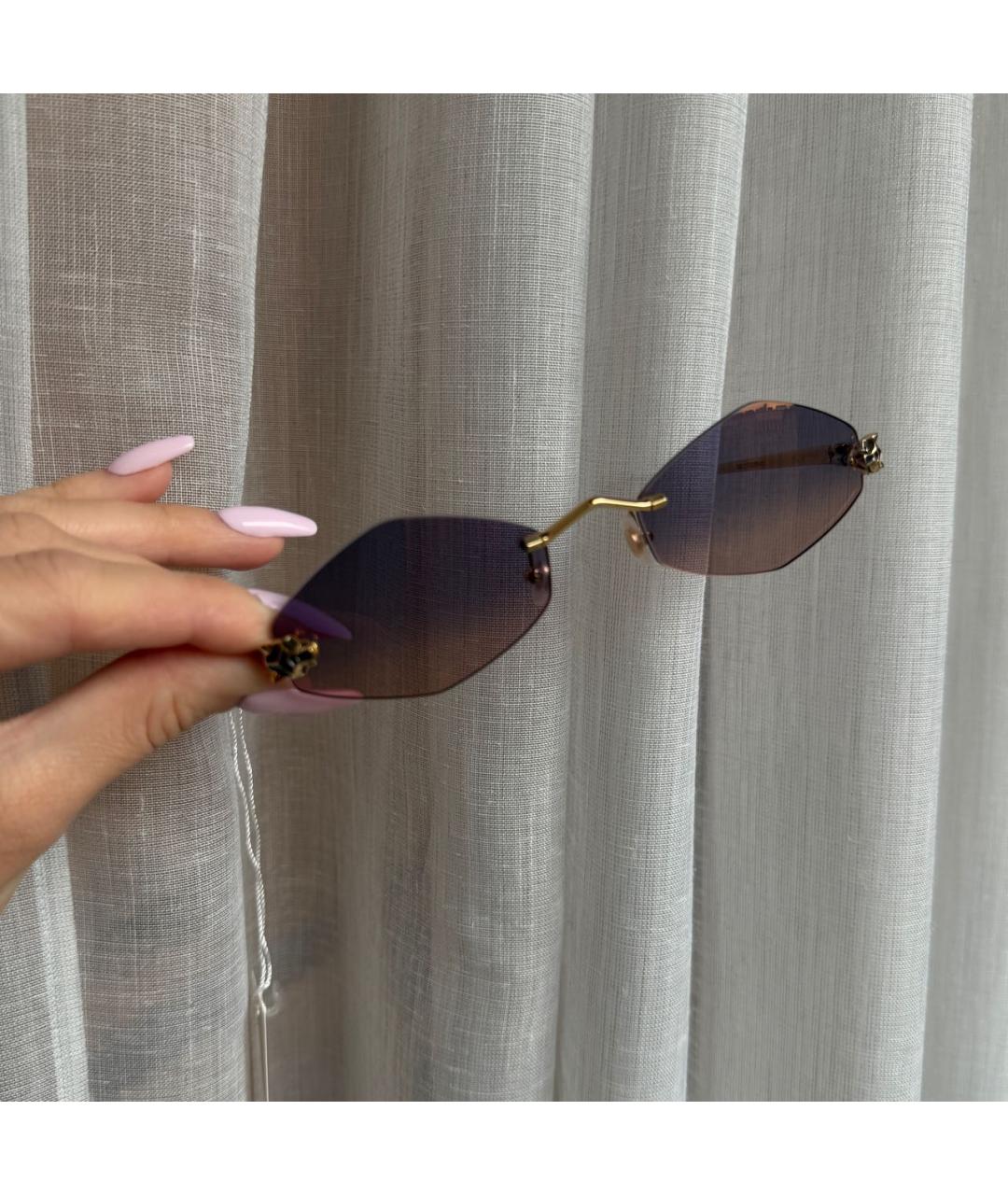 CARTIER Фиолетовые металлические солнцезащитные очки, фото 3