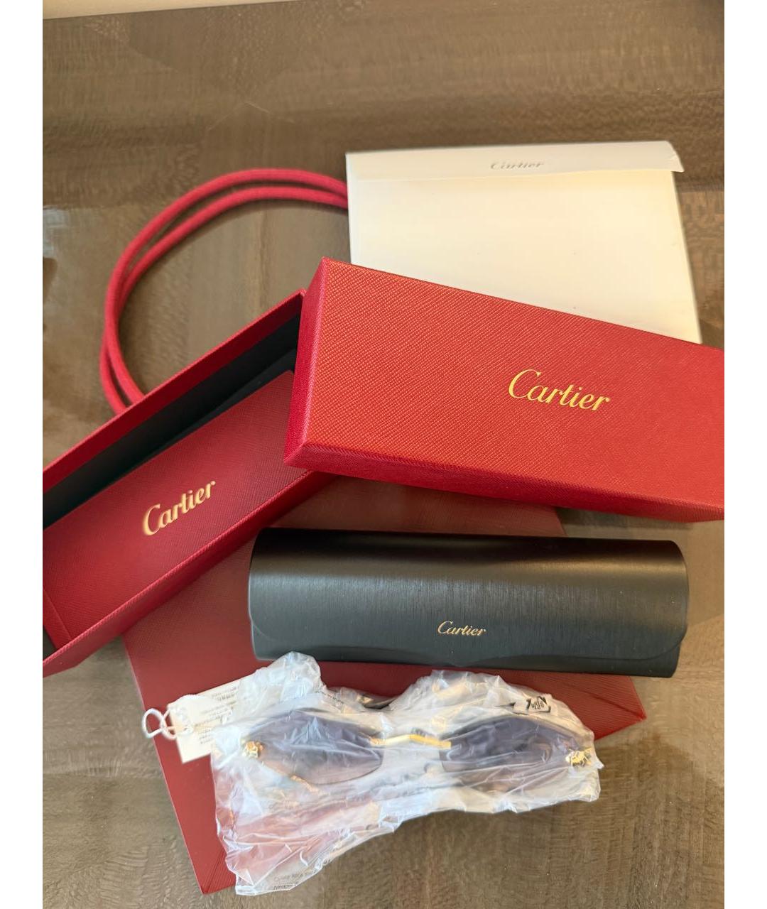 CARTIER Фиолетовые металлические солнцезащитные очки, фото 4