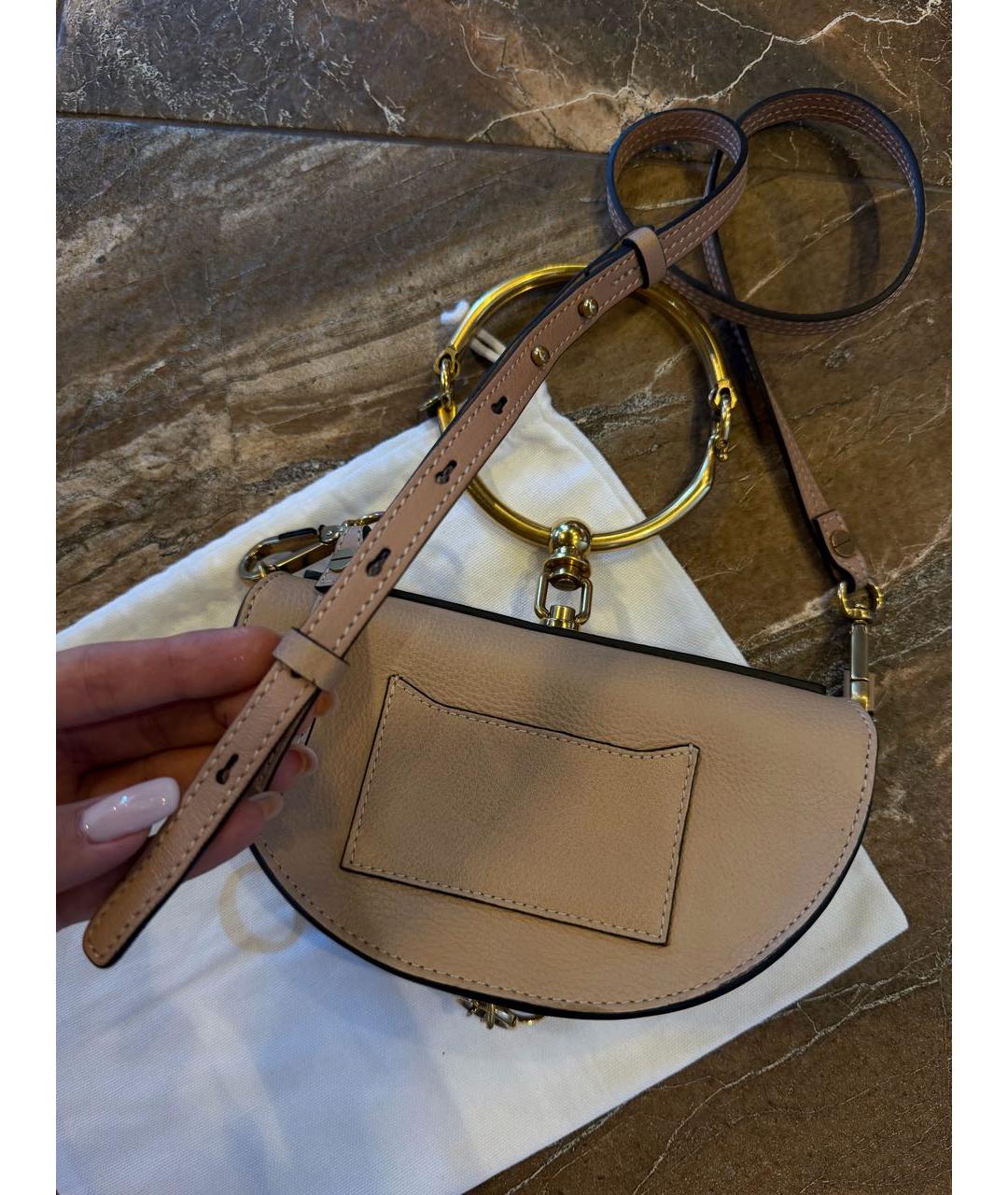 CHLOE Бежевая кожаная сумка через плечо, фото 7