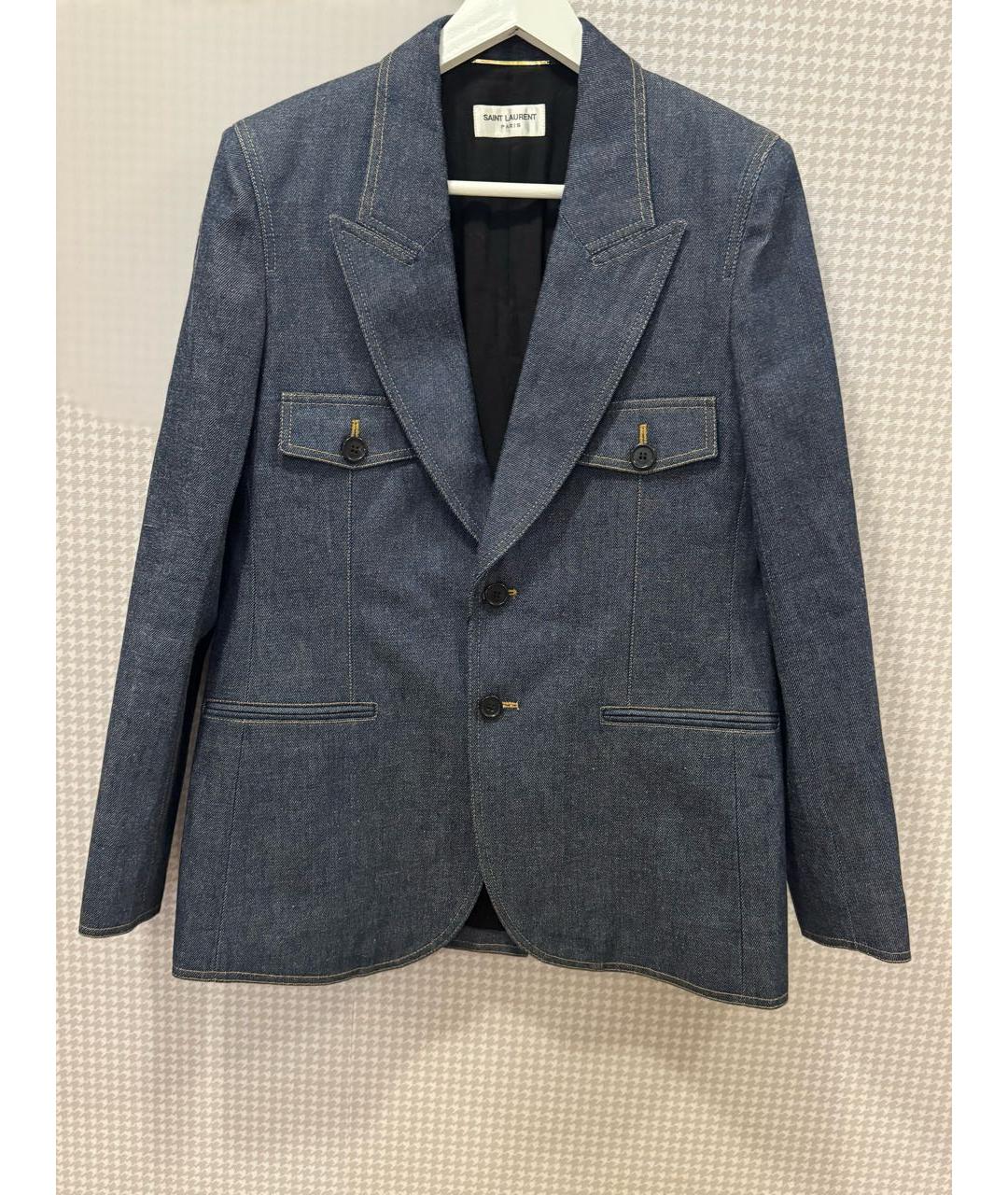 SAINT LAURENT Темно-синий деним жакет/пиджак, фото 6