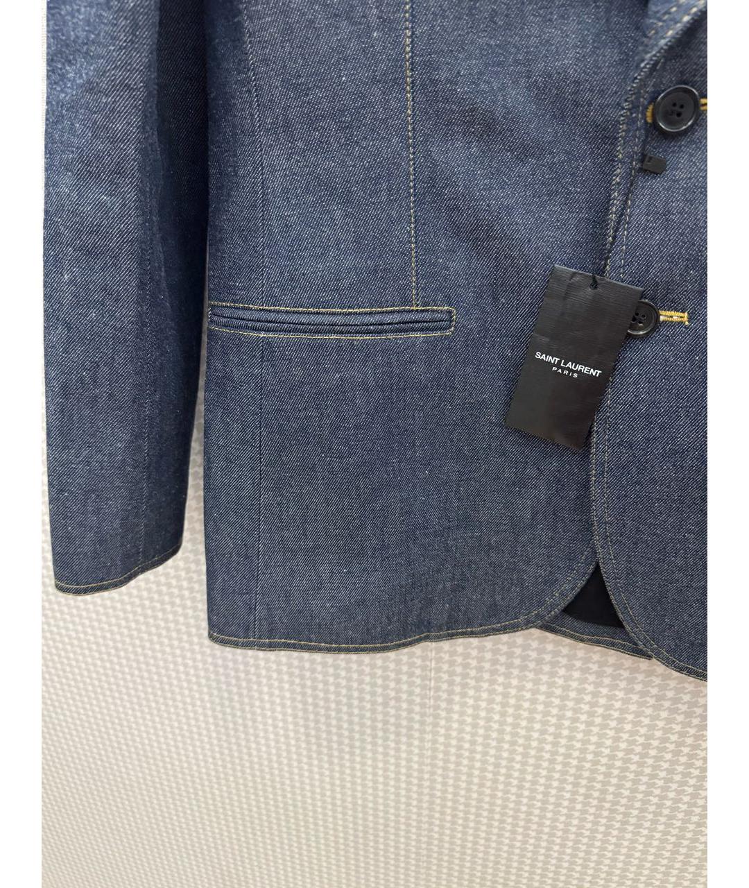 SAINT LAURENT Темно-синий деним жакет/пиджак, фото 4