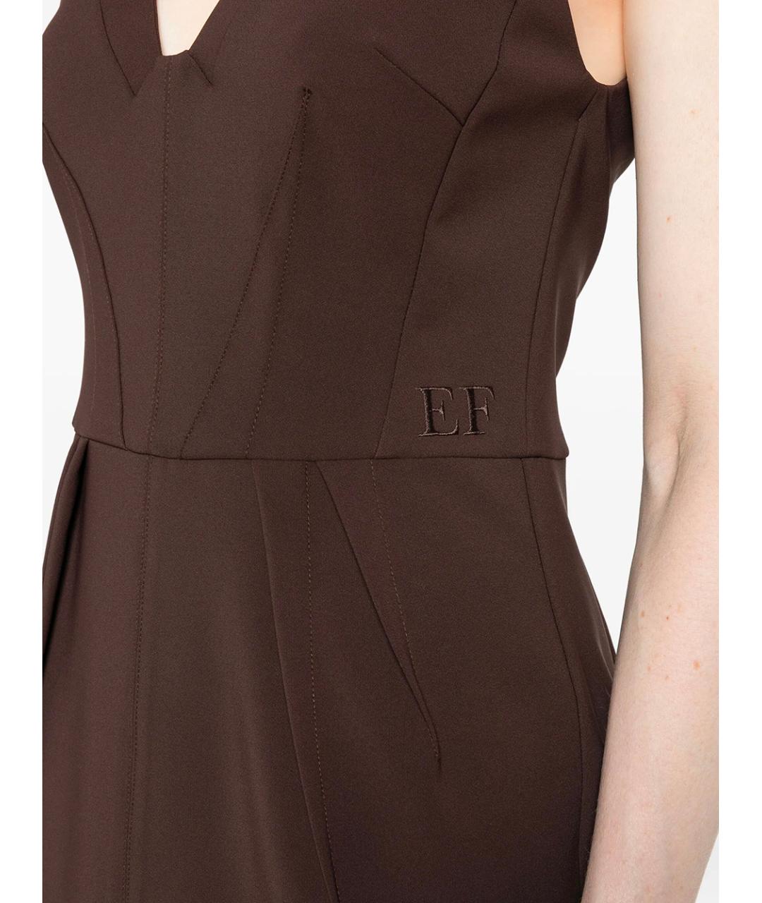 ELISABETTA FRANCHI Коричневое полиэстеровое коктейльное платье, фото 3