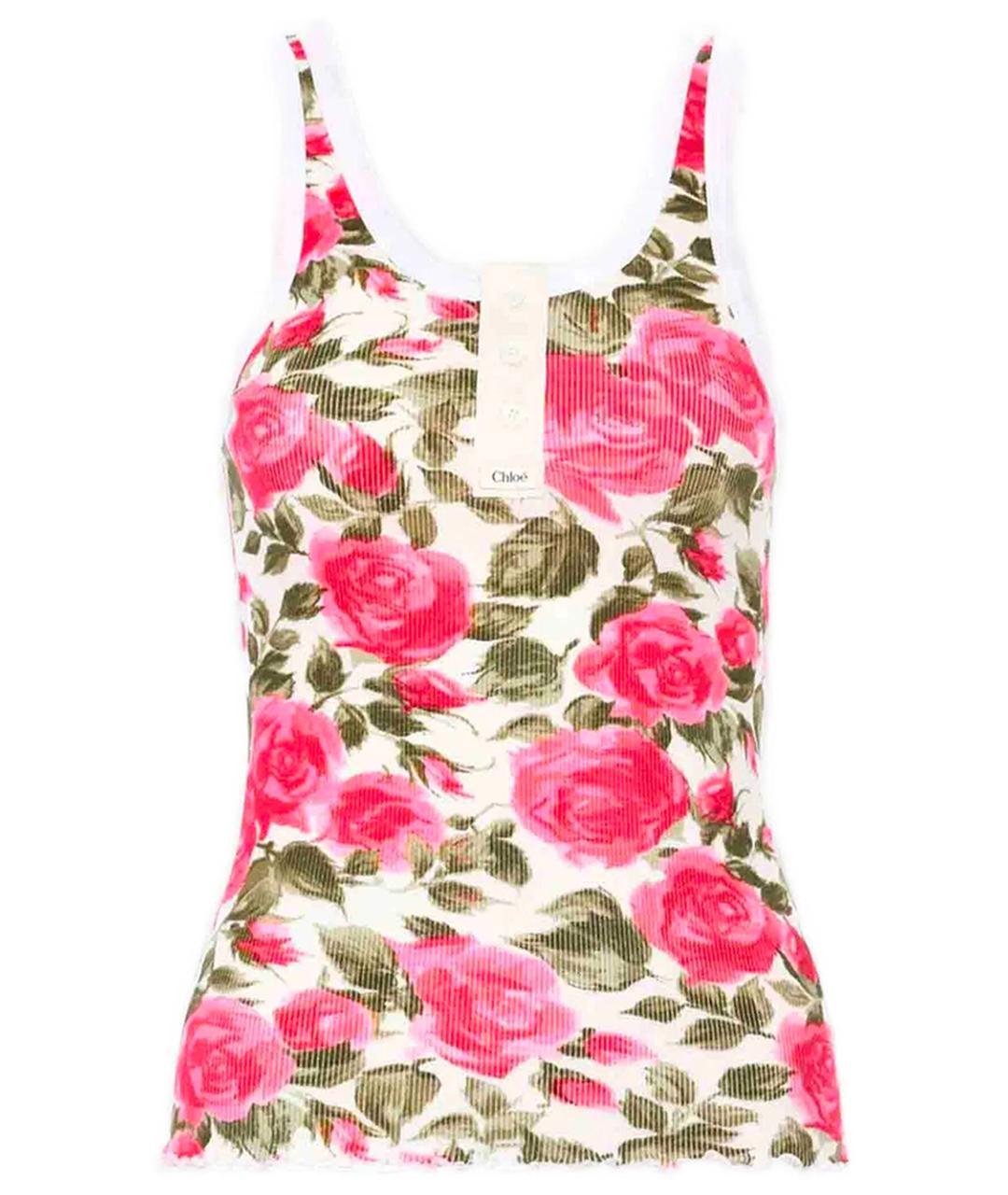 CHLOE Розовая хлопко-эластановая майка, фото 1