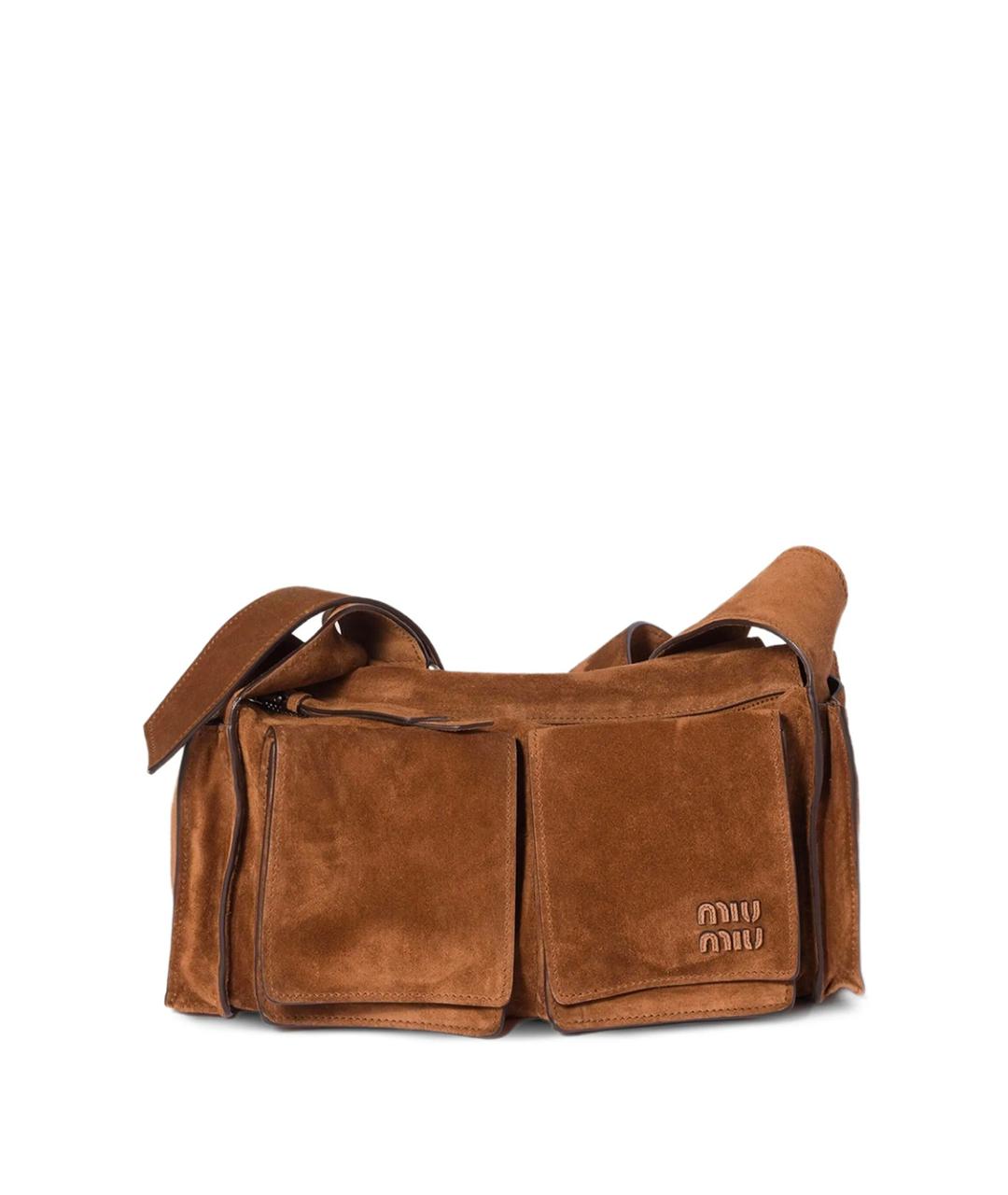 MIU MIU Коричневая замшевая сумка через плечо, фото 1