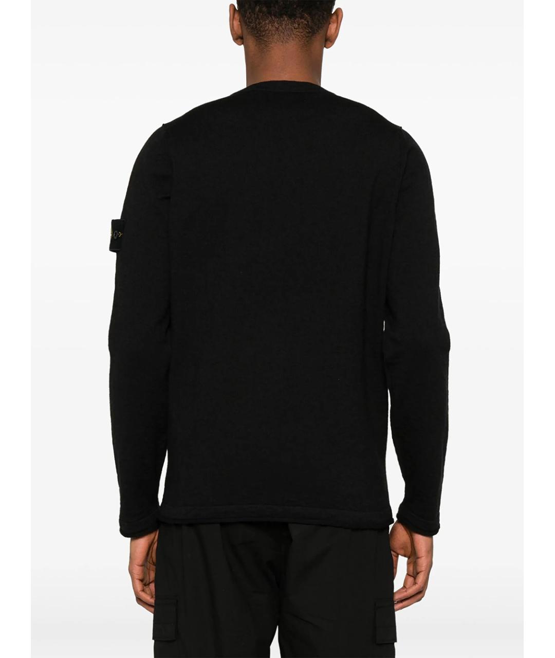 STONE ISLAND Черный хлопковый джемпер / свитер, фото 5