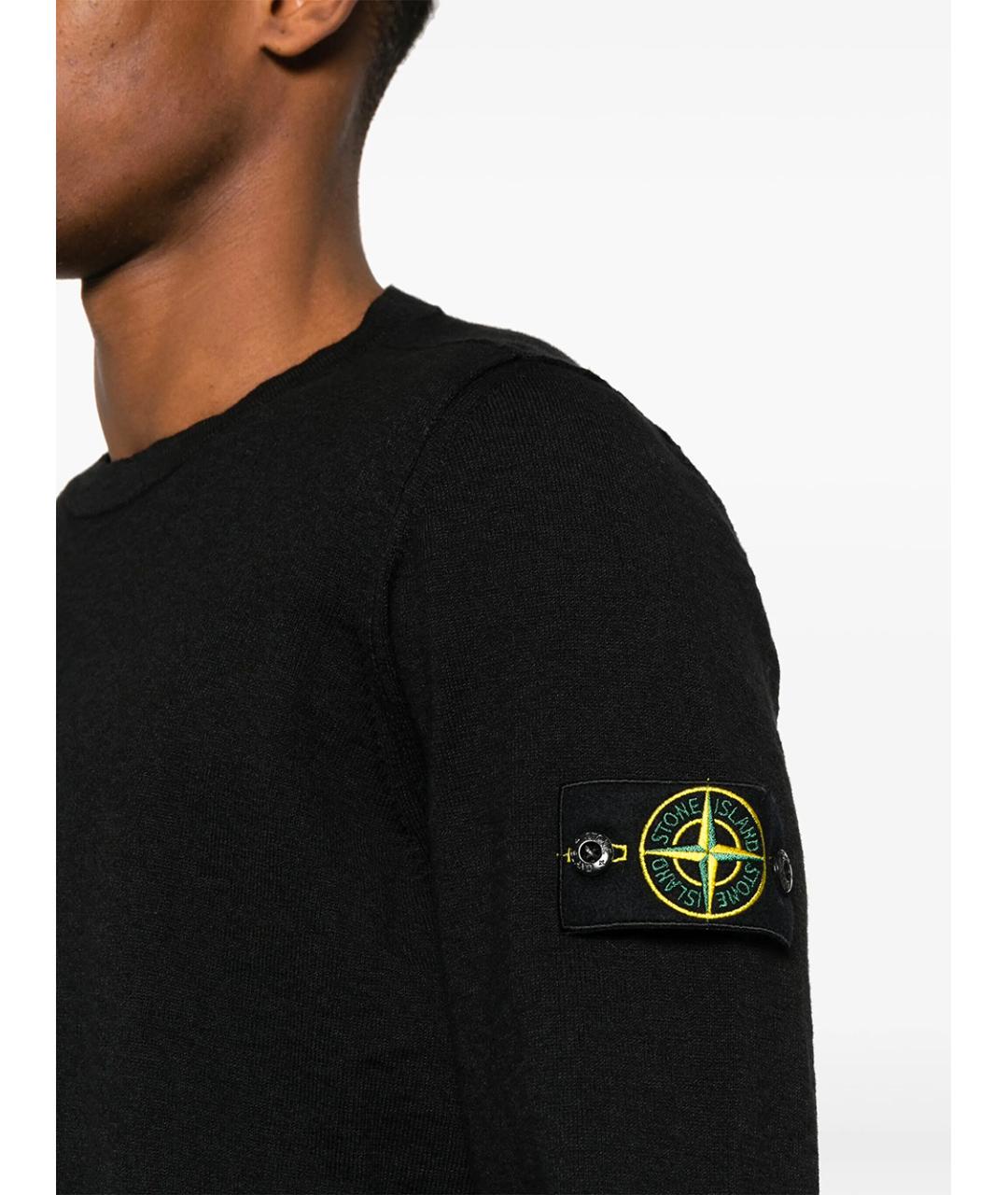 STONE ISLAND Черный хлопковый джемпер / свитер, фото 4