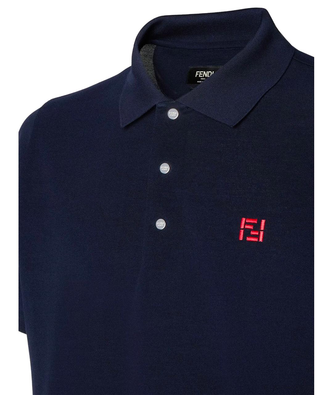 FENDI Синее хлопковое поло с коротким рукавом, фото 3