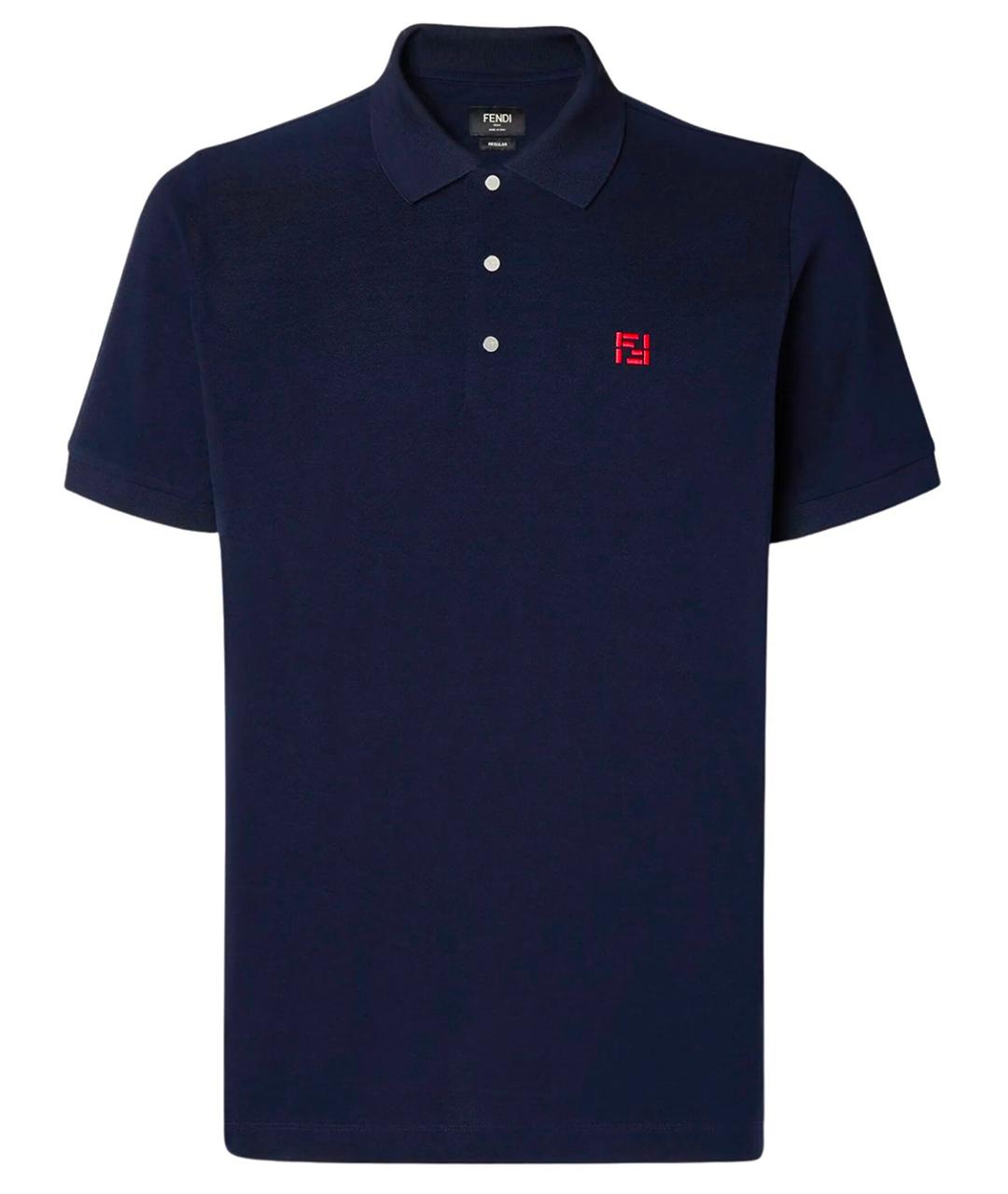 FENDI Синее хлопковое поло с коротким рукавом, фото 1