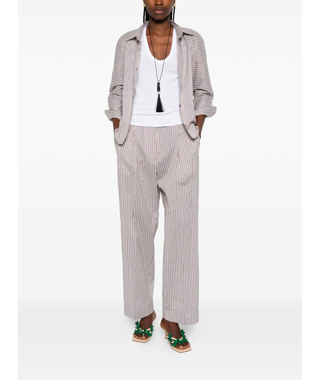 DRIES VAN NOTEN Коричневые хлопковые прямые брюки, фото 5