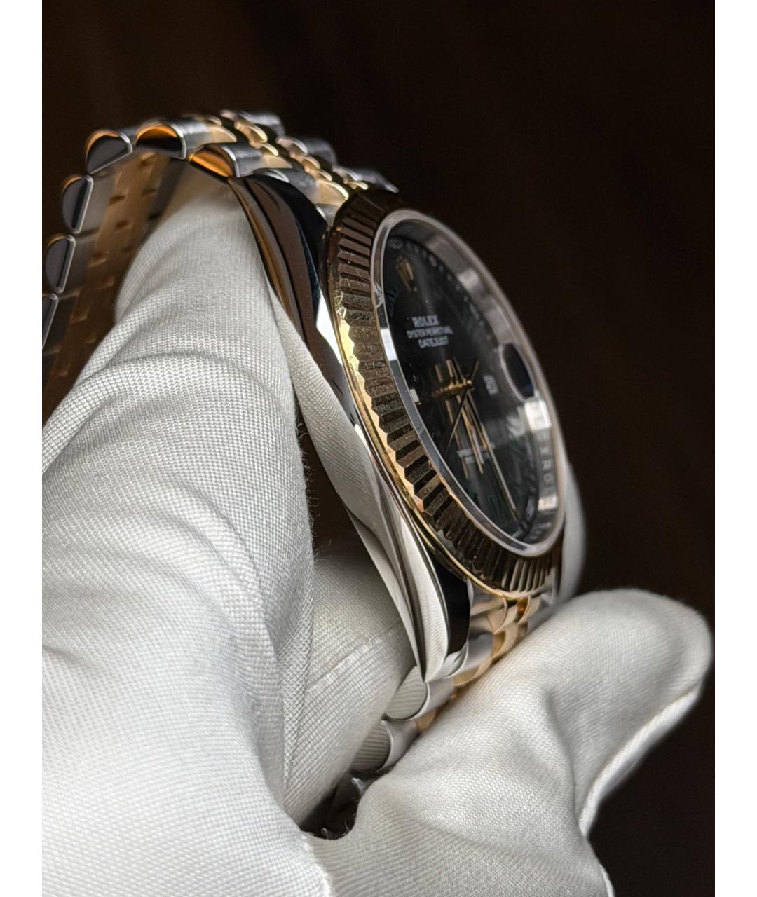 ROLEX Серые часы из желтого золота, фото 5