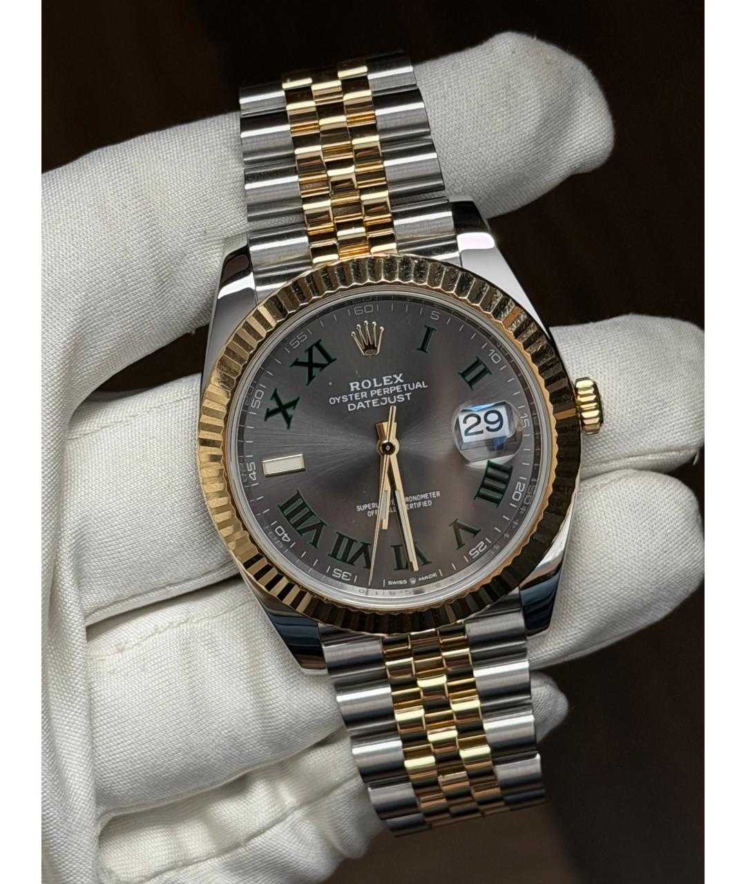 ROLEX Серые часы из желтого золота, фото 3
