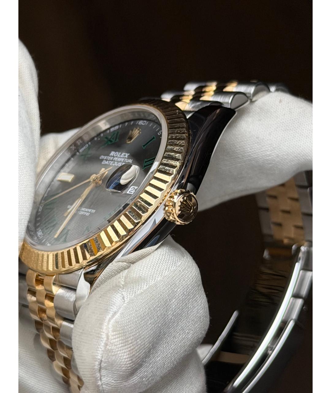 ROLEX Серые часы из желтого золота, фото 4