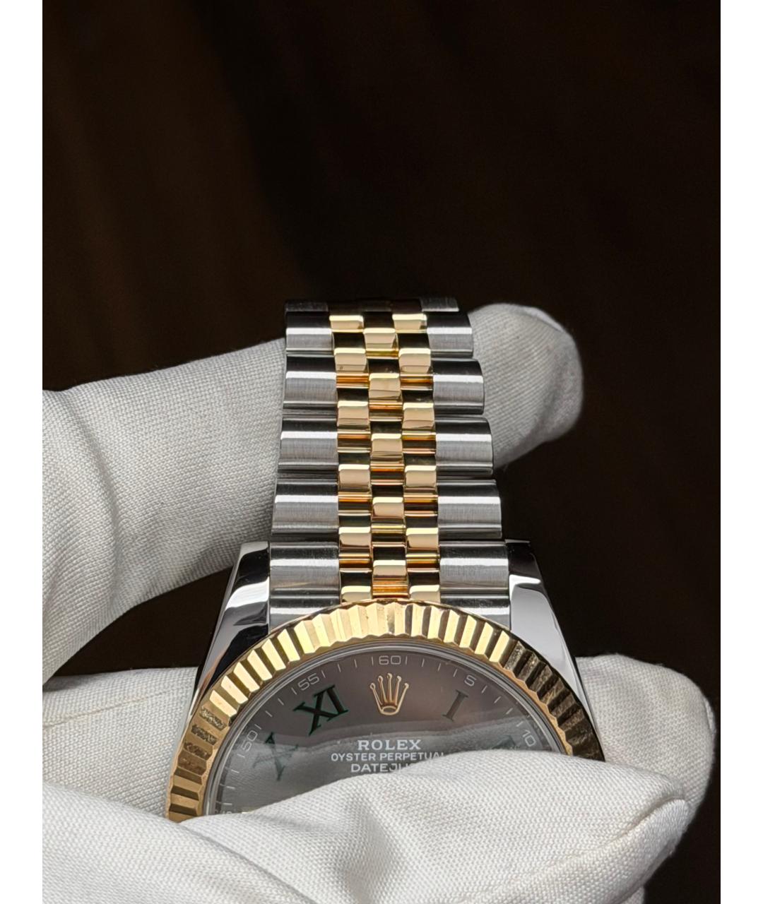 ROLEX Серые часы из желтого золота, фото 7