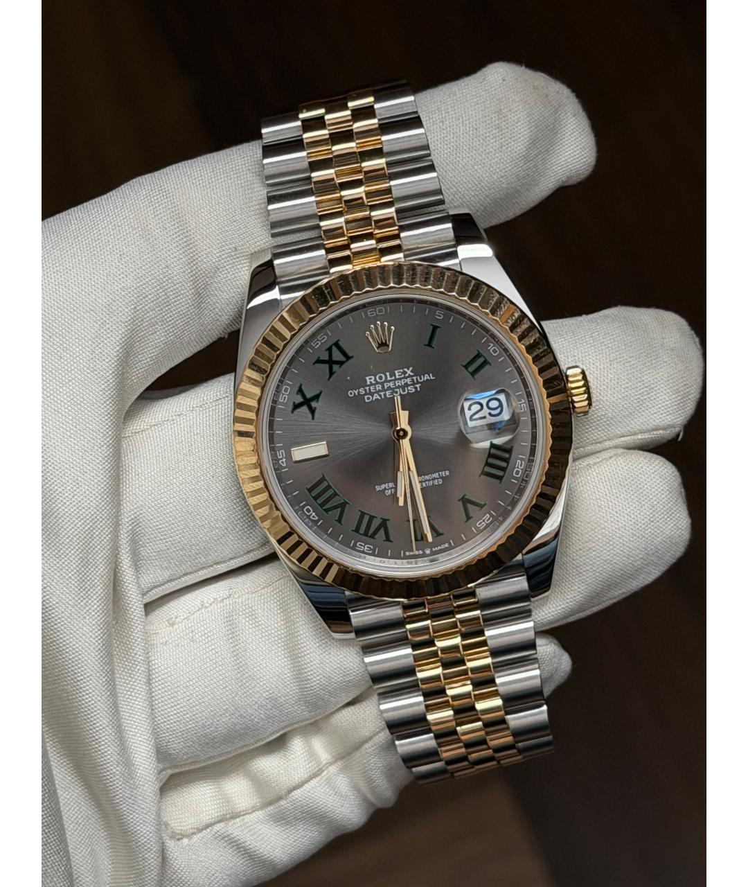 ROLEX Серые часы из желтого золота, фото 2