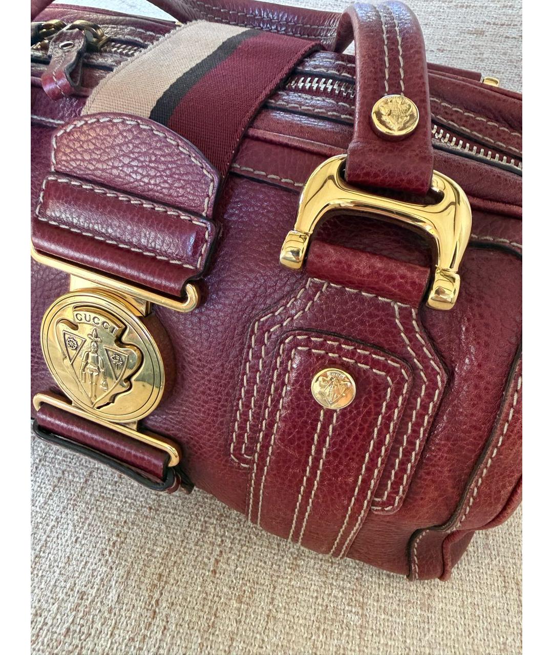 GUCCI Бордовая кожаная сумка тоут, фото 7