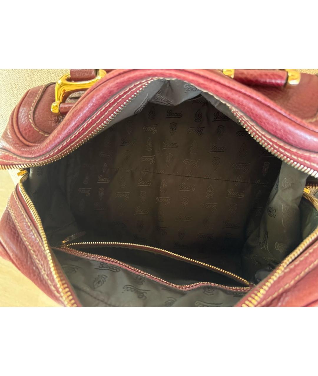 GUCCI Бордовая кожаная сумка тоут, фото 4