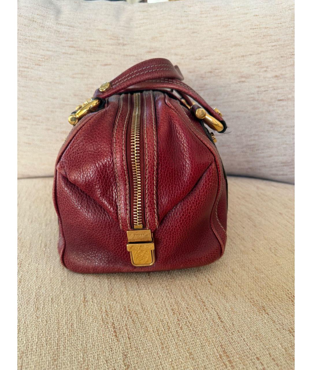 GUCCI Бордовая кожаная сумка тоут, фото 6