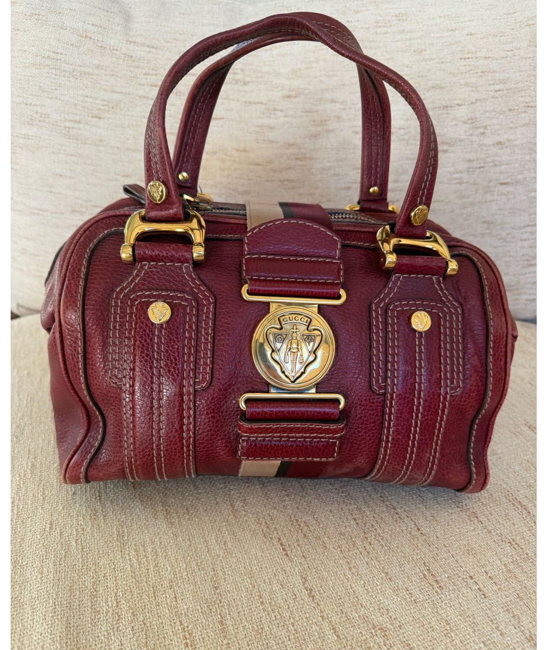 GUCCI Бордовая кожаная сумка тоут, фото 8