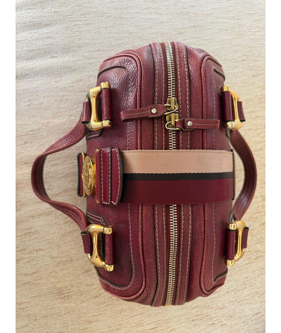 GUCCI Бордовая кожаная сумка тоут, фото 5