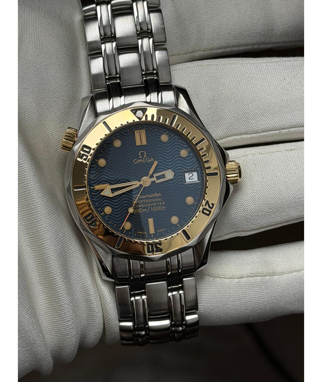 OMEGA Темно-синие часы из желтого золота, фото 3